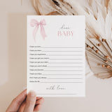 Pink Bow Wishes for Baby Cards Printable