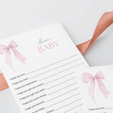Pink Bow Wishes for Baby Cards Printable