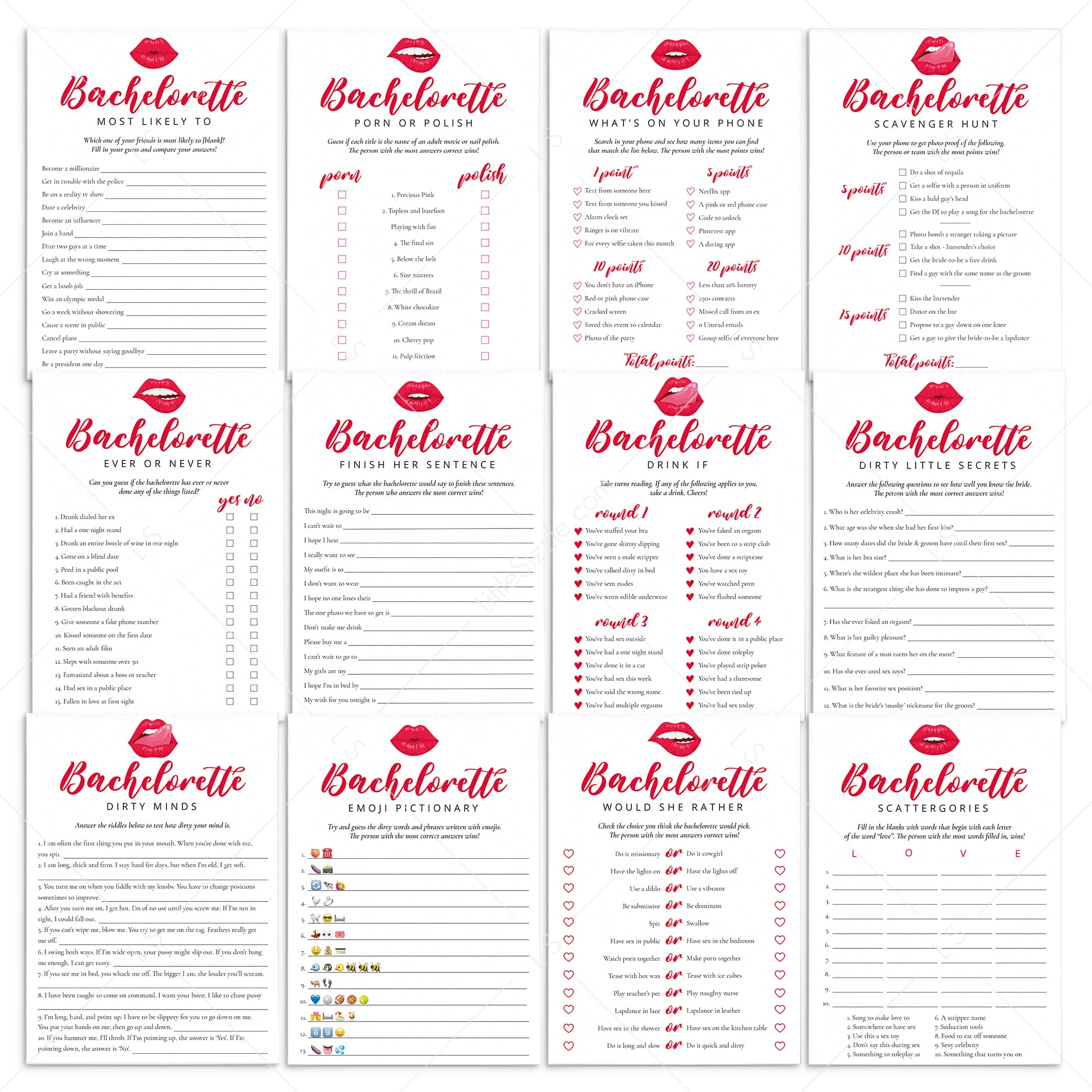 Bachelorette Party Games Bundle Digital Download by LittleSizzle