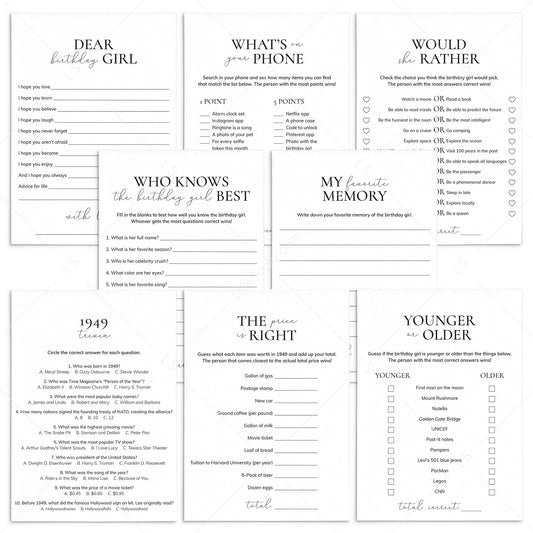 Born in 1949 Birthday Games for Her Printable by LittleSizzle