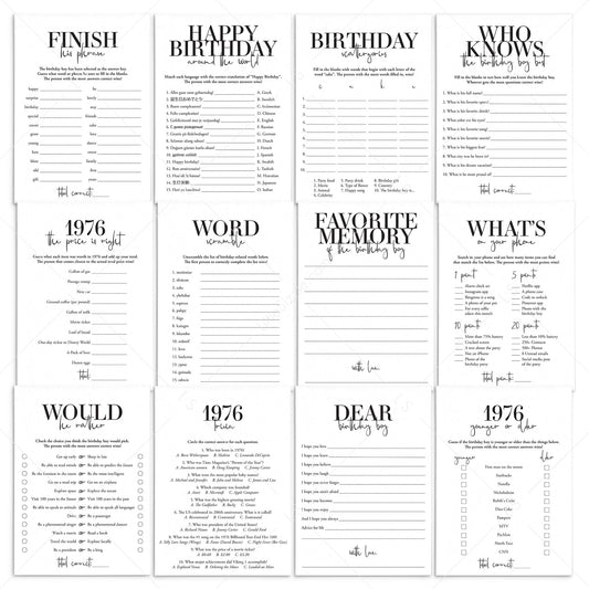 Born in 1976 50th Birthday Party Games Bundle For Men by LittleSizzle