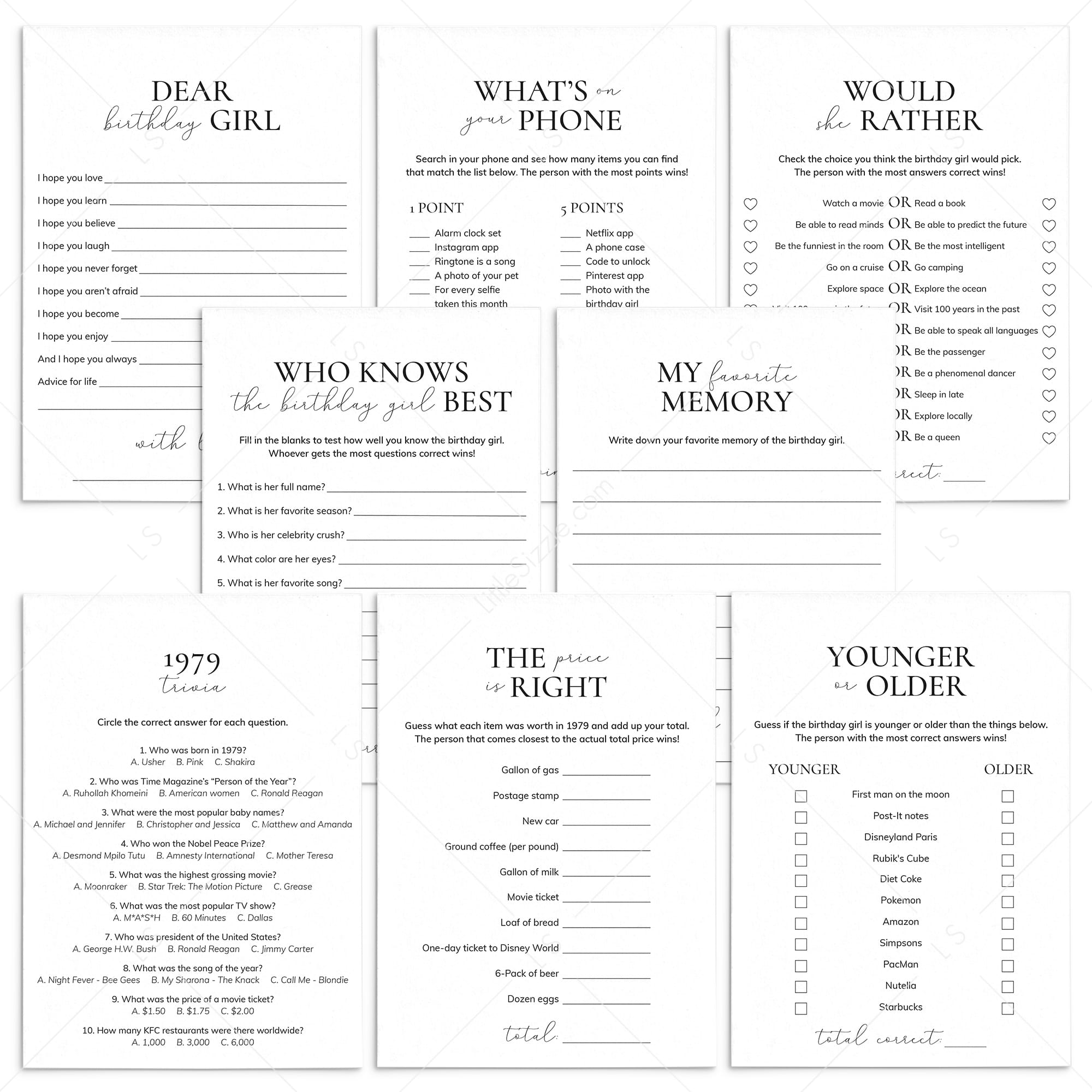 Born in 1979 Birthday Games for Her Printable by LittleSizzle