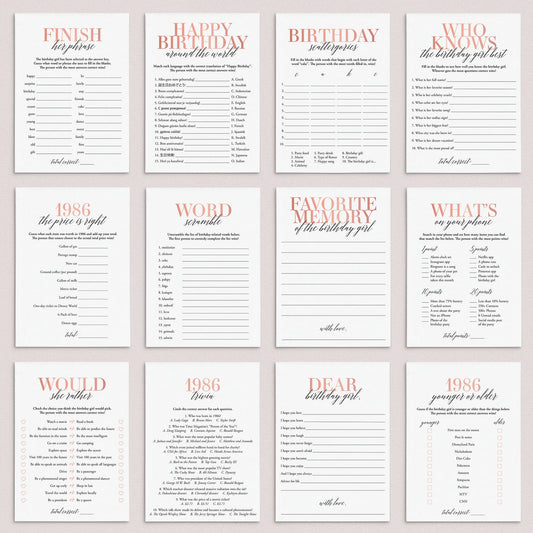 Born In 1986 40th Birthday Party Games Bundle For Women by LittleSizzle