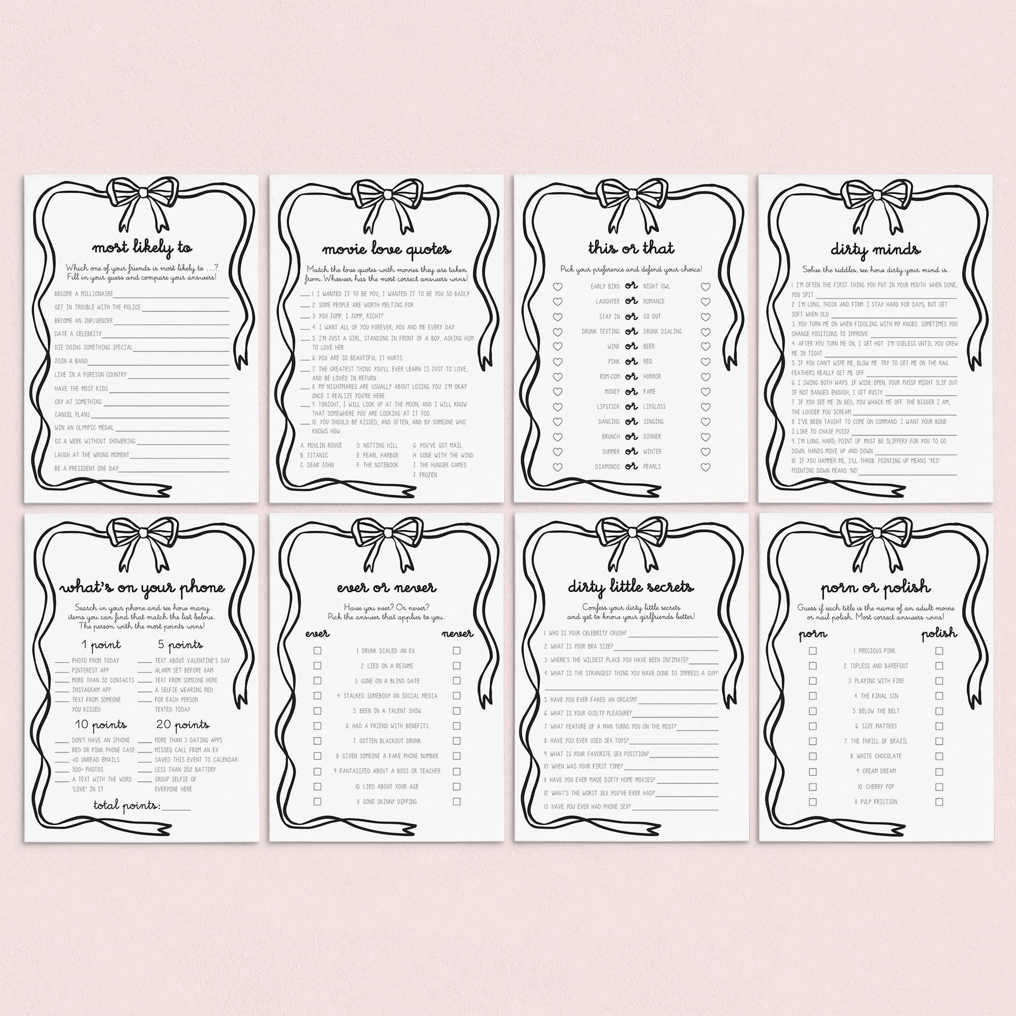 Bow Galentine's Day Games Bundle Printable by LittleSizzle