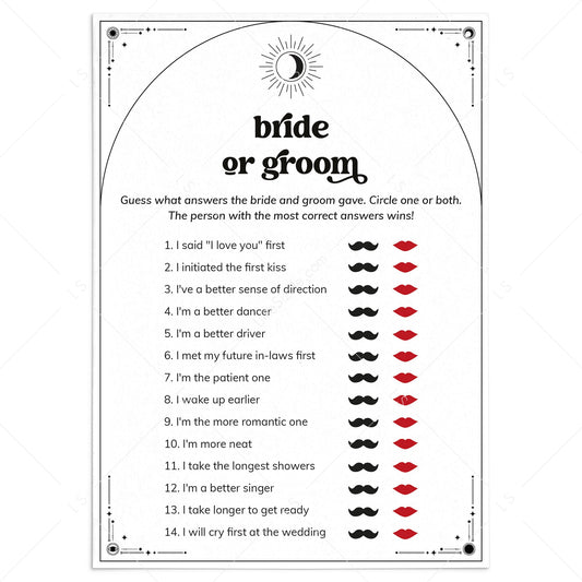 Celestial Bridal Shower Bride or Game Game Download by LittleSizzle