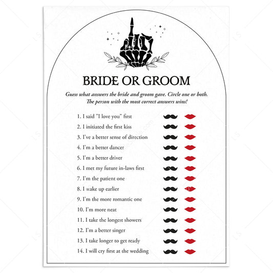 Halloween Bridal Shower Game Bride or Groom Printable by LittleSizzle