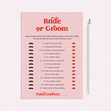 Bride or Groom Questions Pink and Red Bridal Shower Game by LittleSizzle