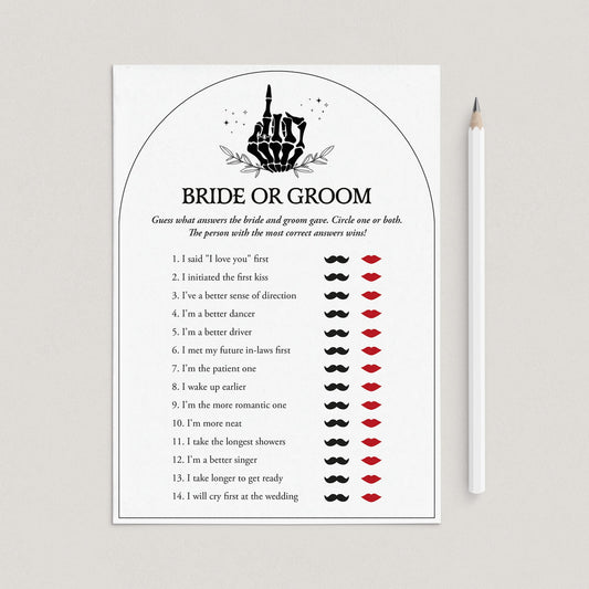 Halloween Bridal Shower Game Bride or Groom Printable by LittleSizzle