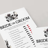 Gothic Wedding Shower Game Bride or Groom Printable