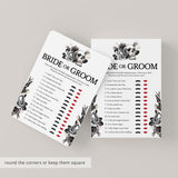Gothic Wedding Shower Game Bride or Groom Printable