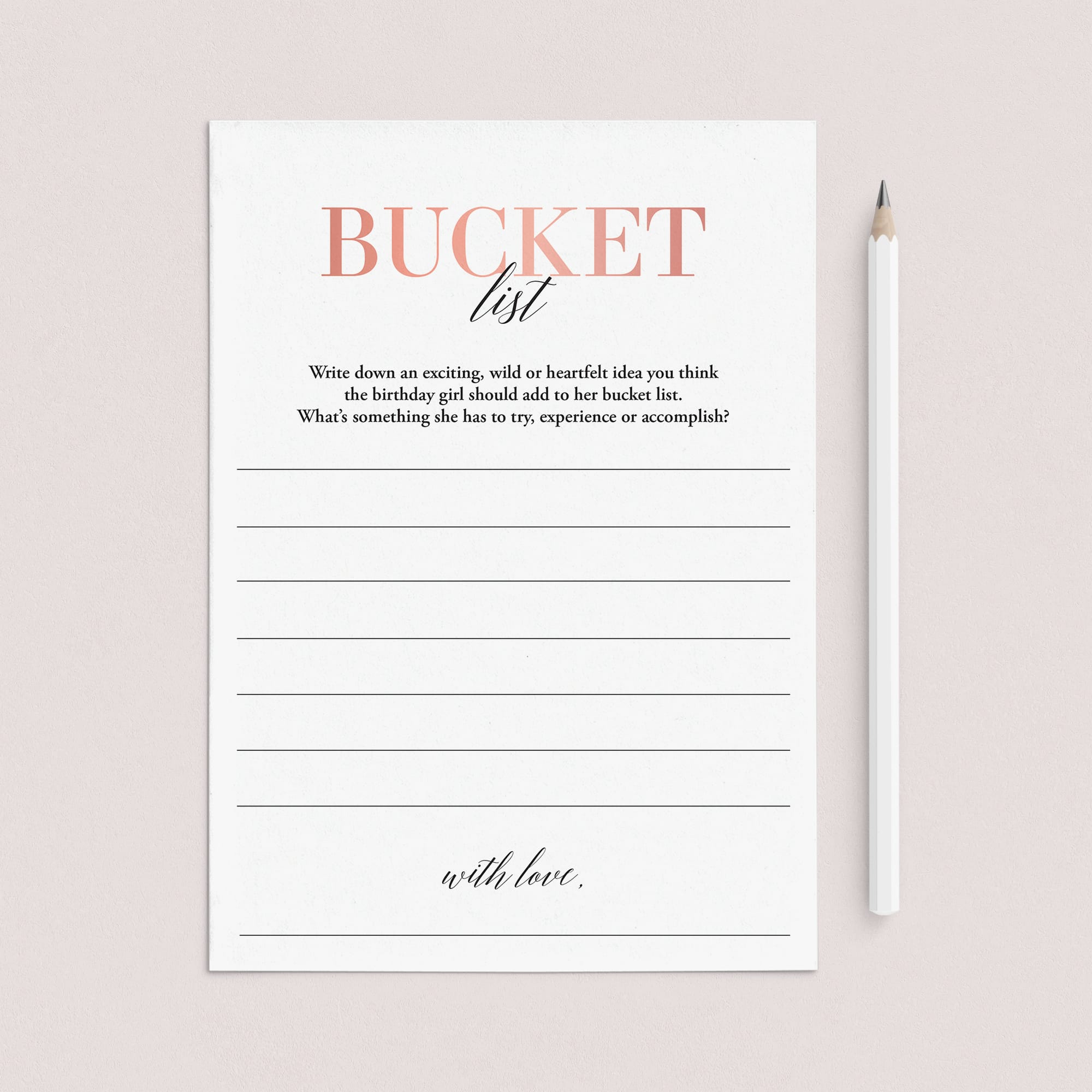 Printable Birthday Bucket List Card for Women by LittleSizzle