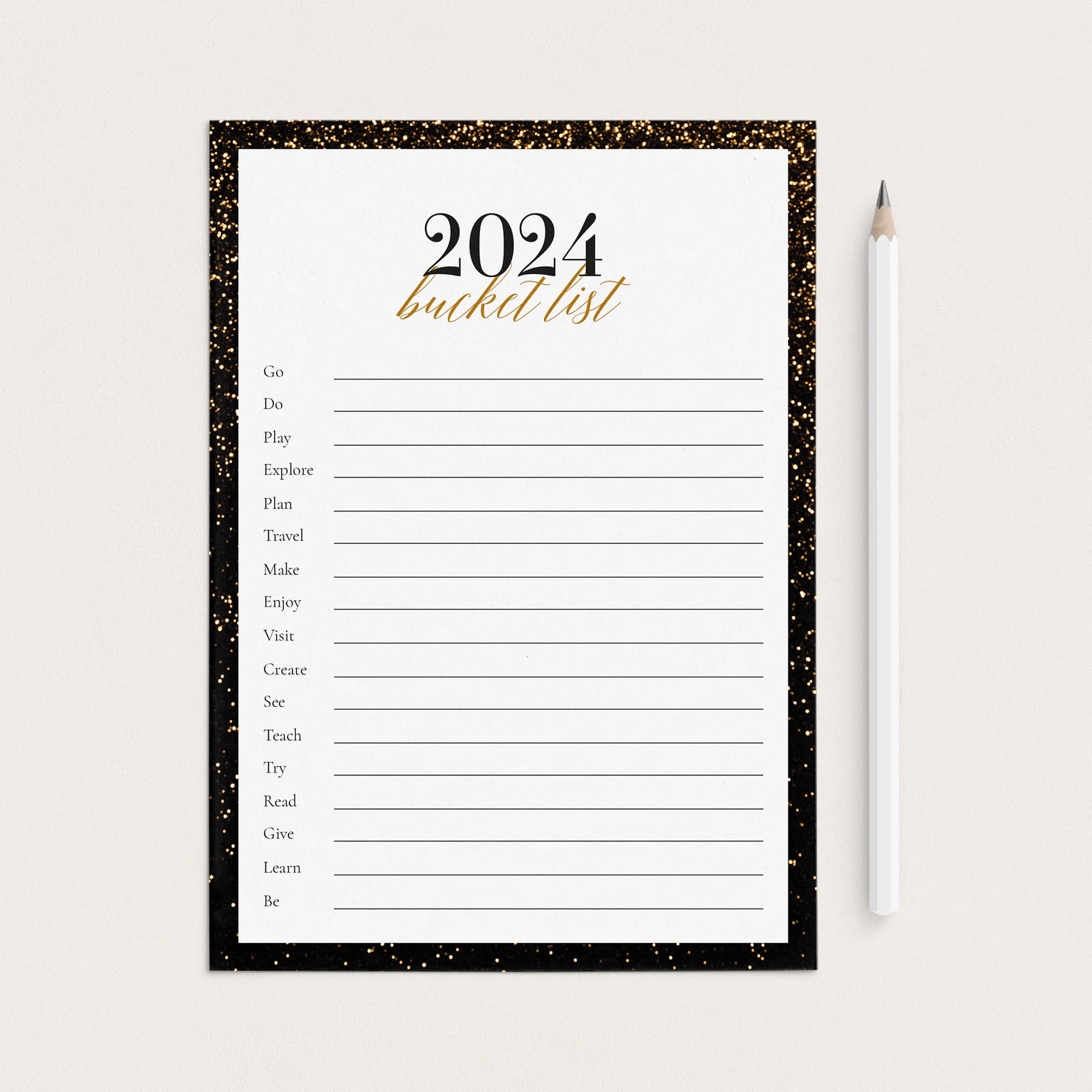 2024 New Year's Bucket List Card Printable by LittleSizzle