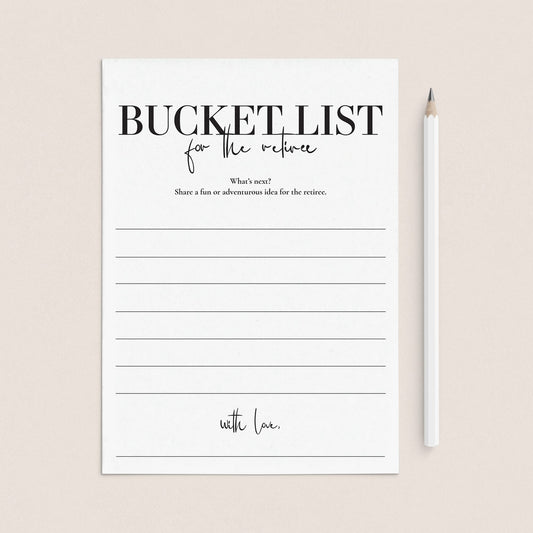 Retirement Bucket List Cards Printable