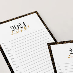 2024 New Year's Bucket List Card Printable