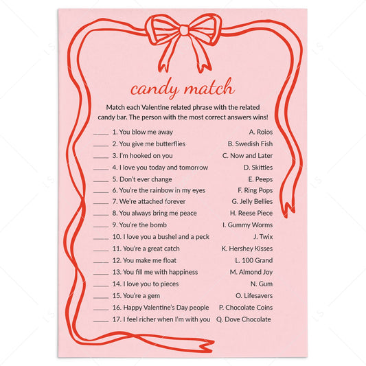 Candy Match Game with Answers Printable PDF by LittleSizzle