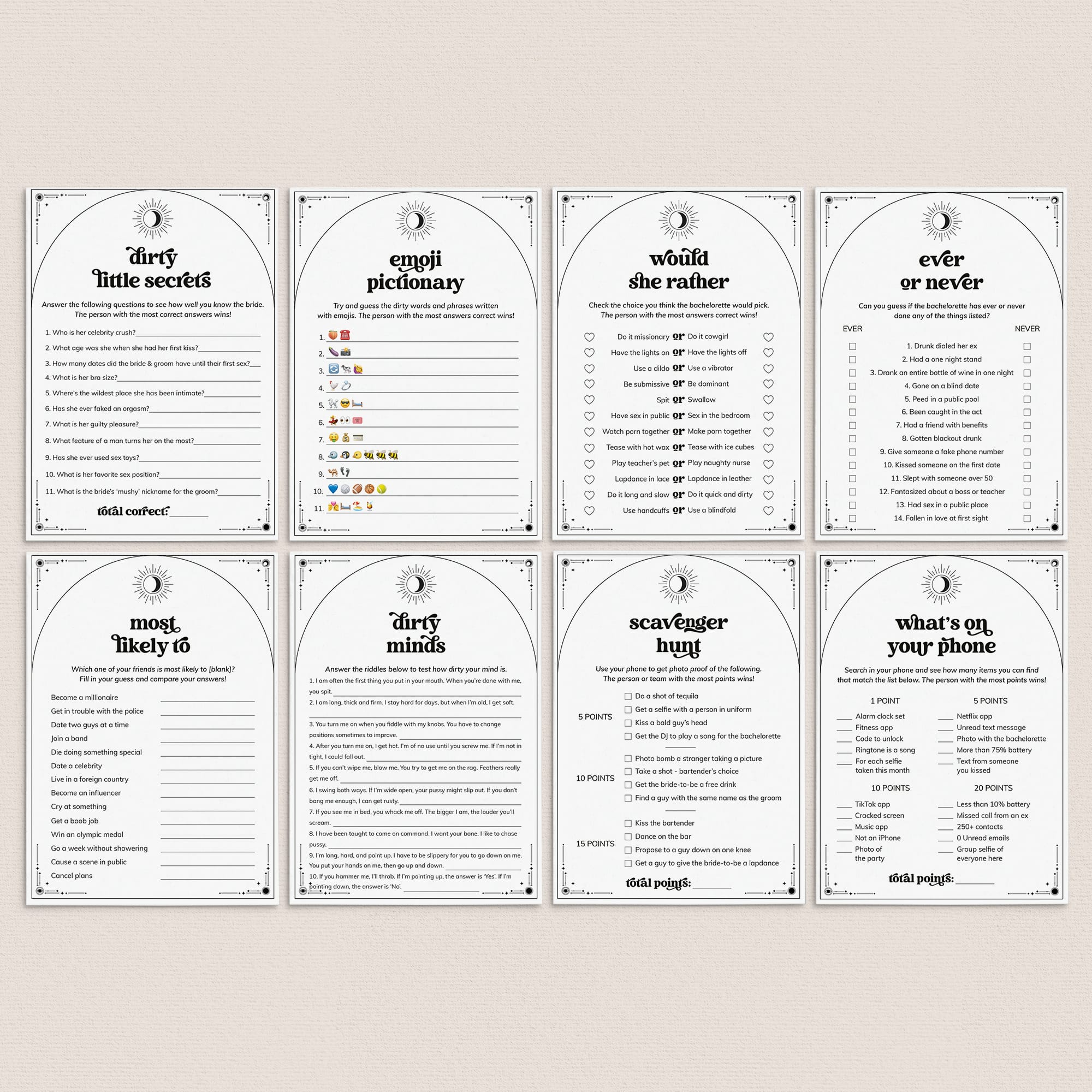Celestial Bachelorette Party Games Bundle Printable by LittleSizzle