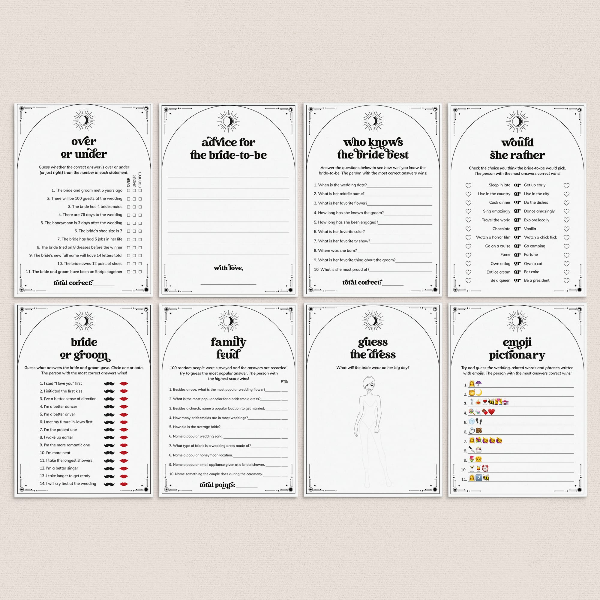 Celestial Bridal Shower Games Bundle Printable by LittleSizzle