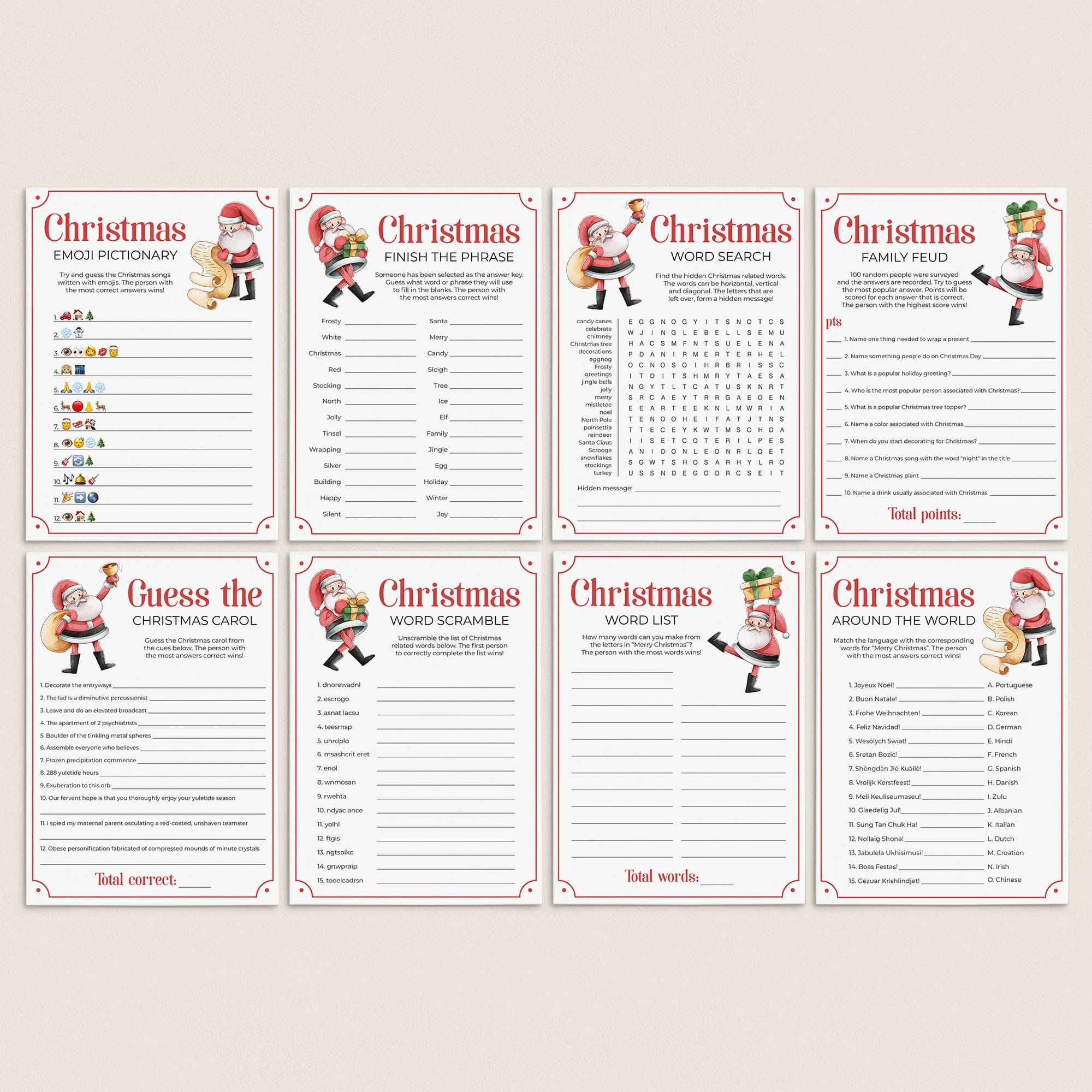 Printable Christmas Games Bundle + FREE Secret Santa Questionnaire by LittleSizzle