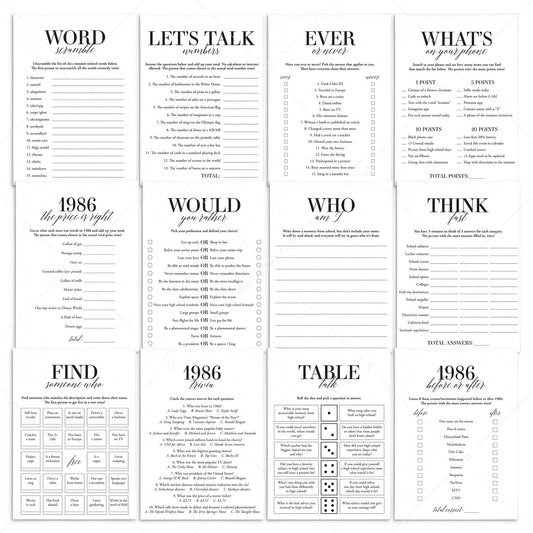 40th Class Reunion Games Printable Class of 1986 High School Reunion by Littlesizzle