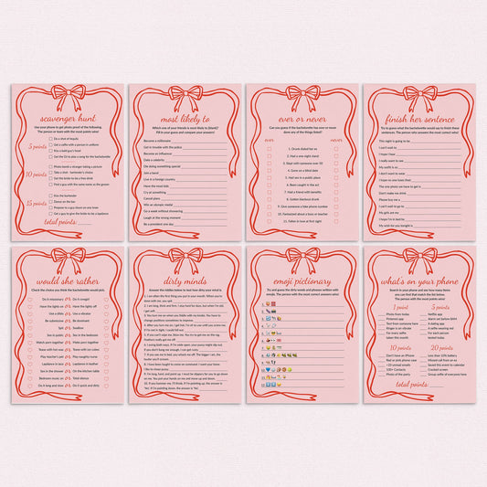Wavy Border Bachelorette Party Games Pack Printable by LittleSizzle