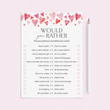 Would You Rather for Couples Game Printable by LittleSizzle