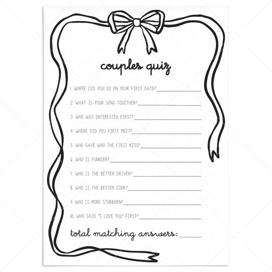 Printable Couple Quiz by LittleSizzle