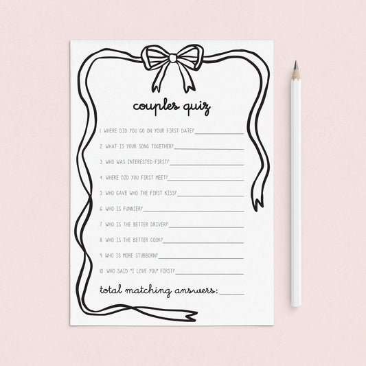 Printable Couple Quiz by LittleSizzle