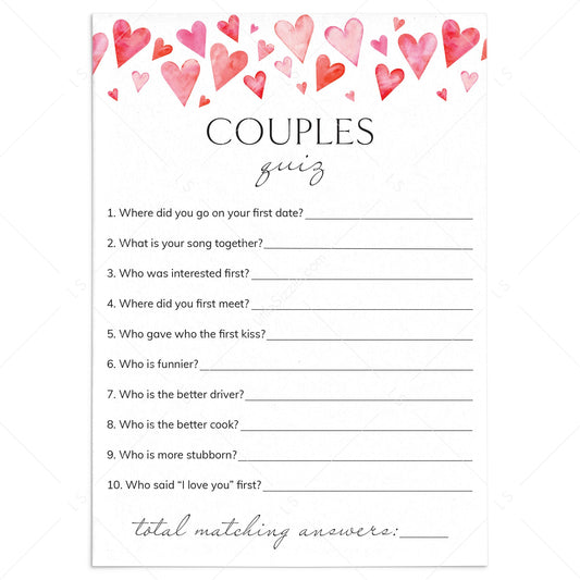Fun Couples Quiz Questions Printable by LittleSizzle