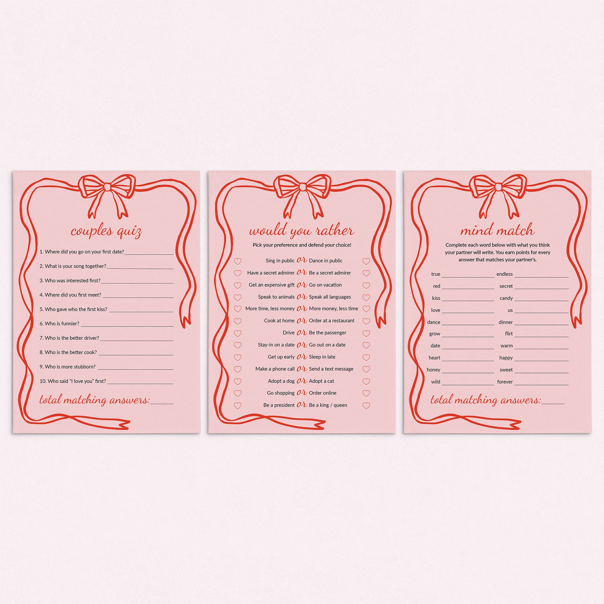 Couple Games Printable Couples Date Night Questions by LittleSizzle