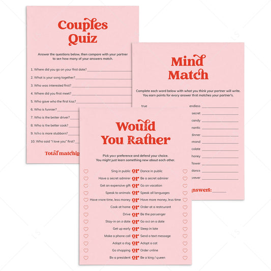 Pink Red Couples Games Printable Date Night Games by LittleSizzle