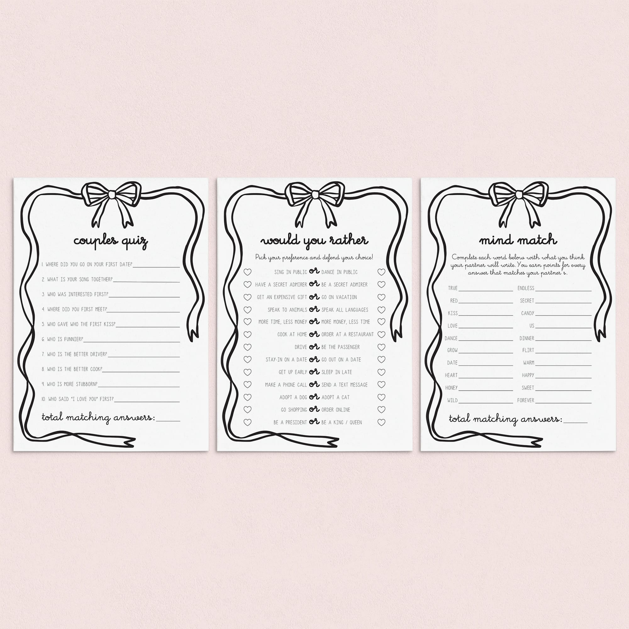 Couples Quiz Games Printable Couple Date Night Games by LittleSizzle