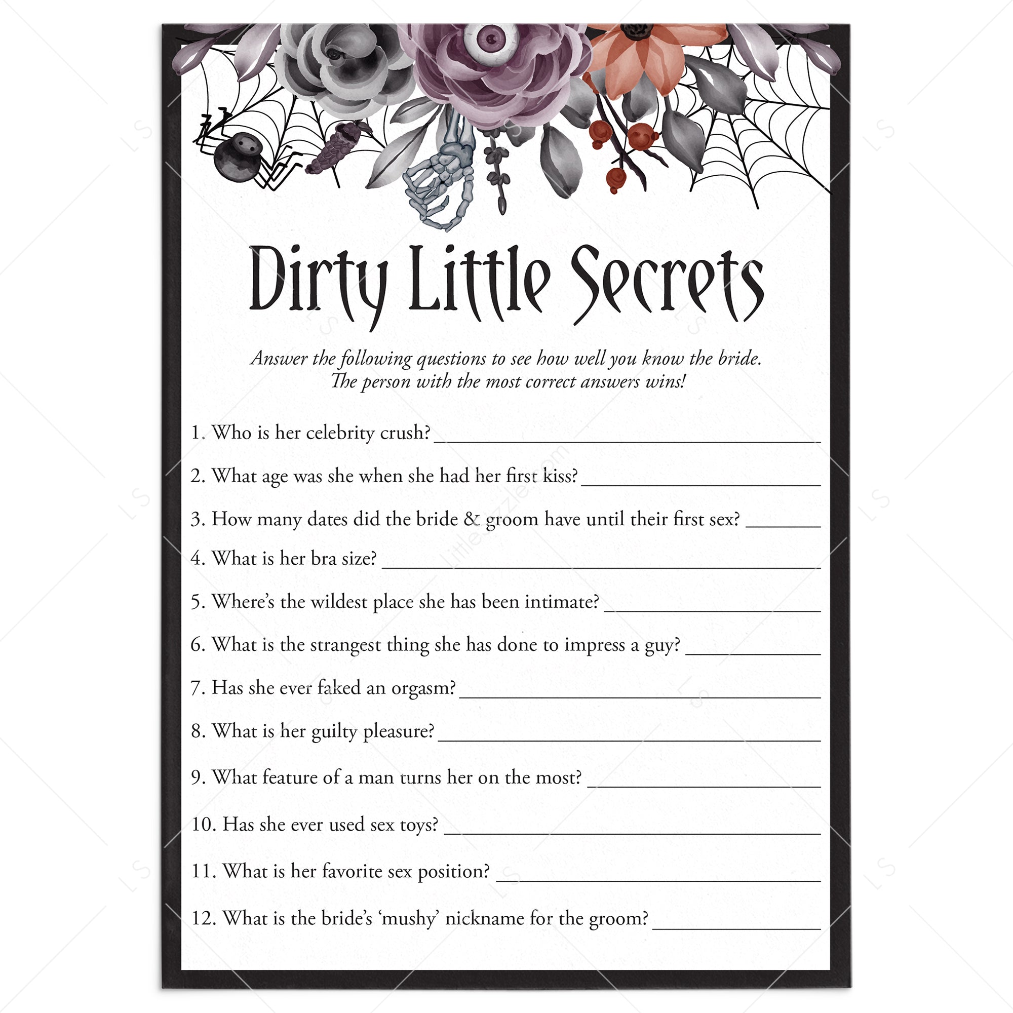 Halloween Hen Party Game Dirty Little Secrets Printable by LittleSizzle