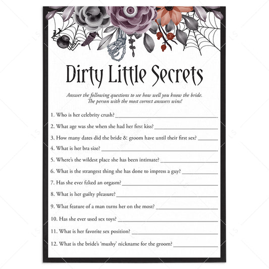 Halloween Hen Party Game Dirty Little Secrets Printable by LittleSizzle