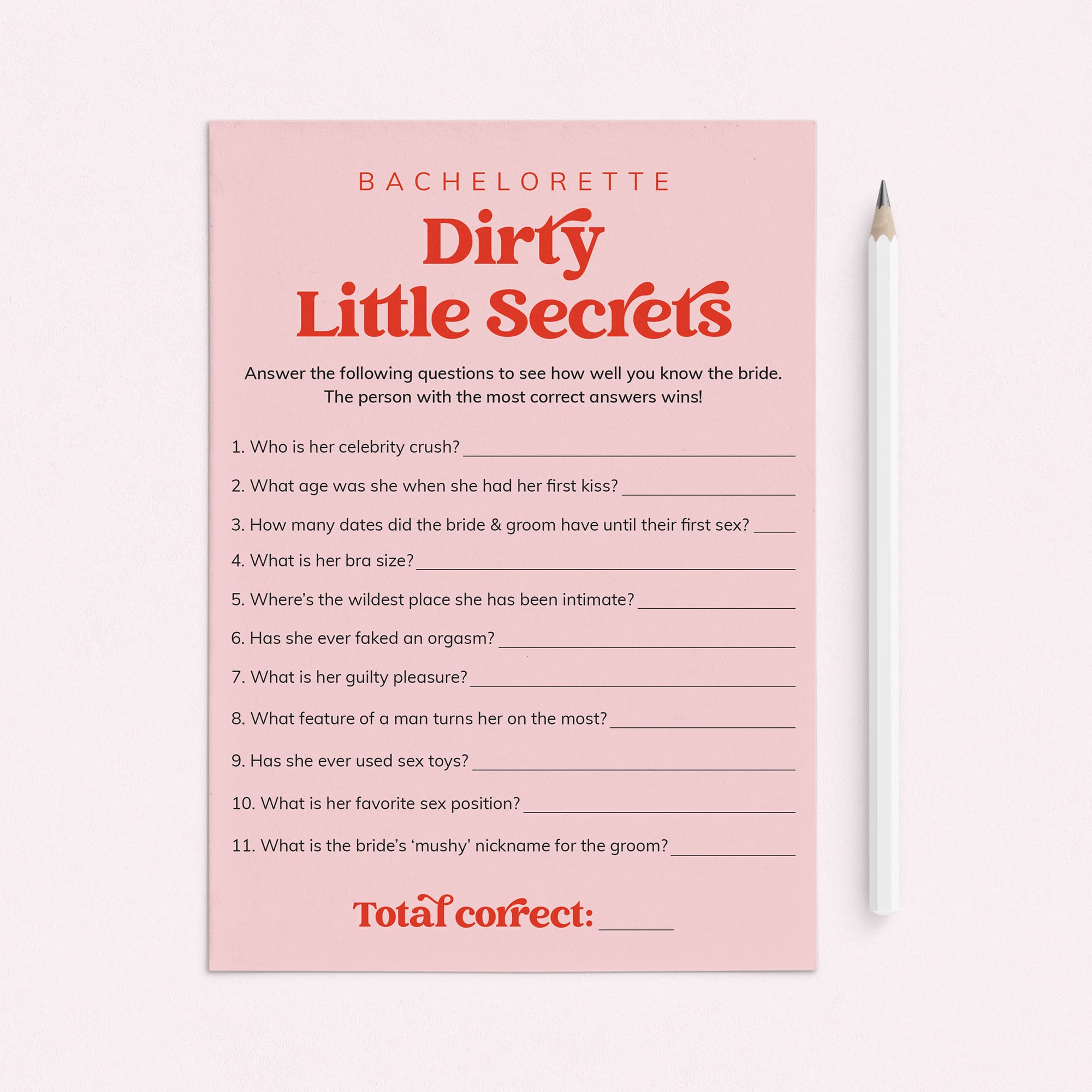 Bachelorette Dirty Little Secrets Party Game Printable by LittleSizzle