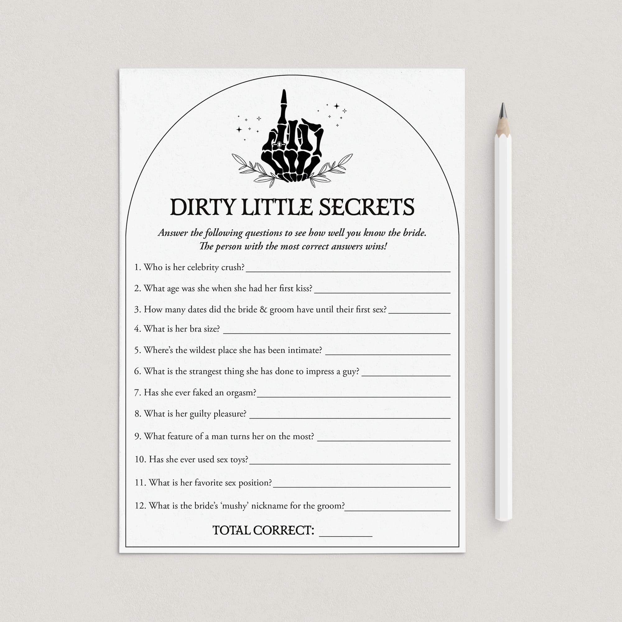 Bride or Die Party Game Dirty Little Secrets Printable by LittleSizzle
