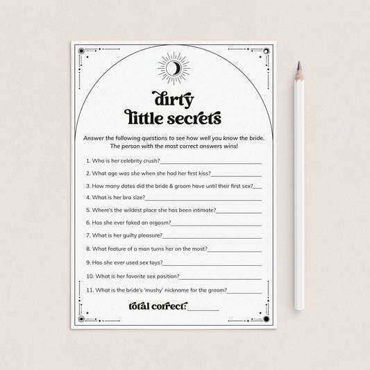 Dirty Little Secrets Party Game | Tarot Sun Moon and Stars by LittleSizzle