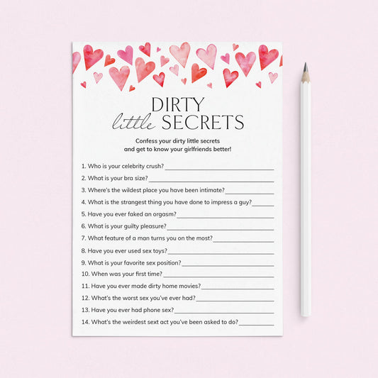Printable Adult Ladies Night Game Dirty Little Secrets by LittleSizzle
