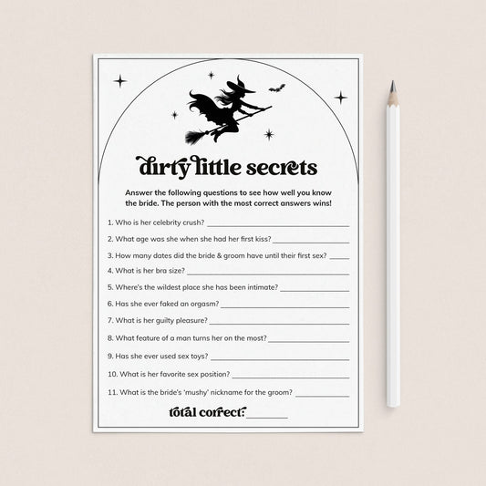 A Witch Is Getting Hitched Party Game Printable Dirty Little Secrets by LittleSizzle