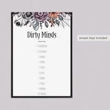 Halloween theme Dirty Minds Game with Answers Printable