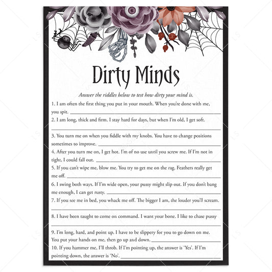 Halloween theme Dirty Minds Game with Answers Printable by LittleSizzle