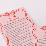 Pink Wavy Border Dirty Minds game with Answers Digital Download