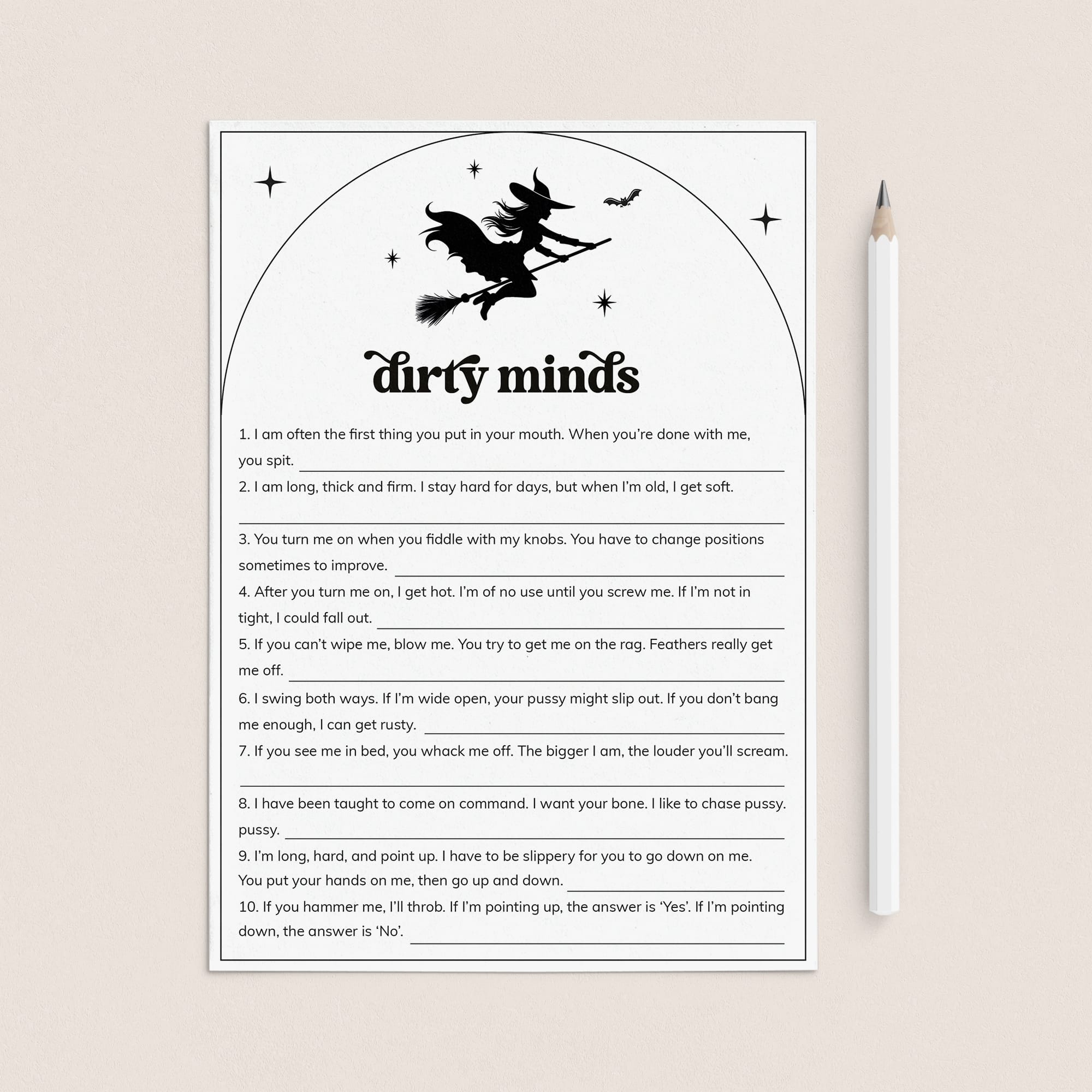 Lets Go Witches Party Game Dirty Minds Printable by LittleSizzle