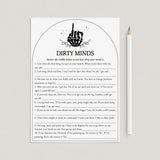 Printable Dirty Minds Game with Answer Key Bride or Die Party by LittleSizzle