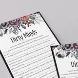 Halloween theme Dirty Minds Game with Answers Printable