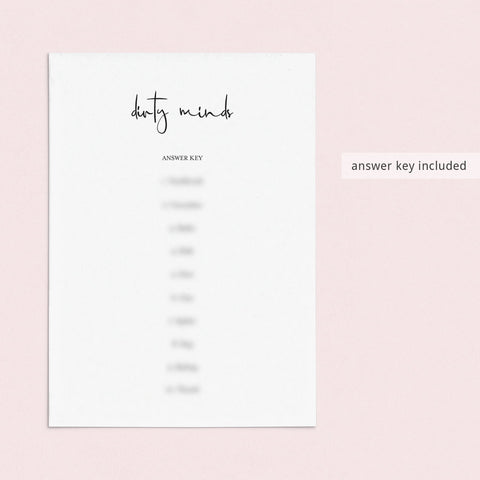 Dirty Minds Game With Answers Printable | Instant Download – LittleSizzle