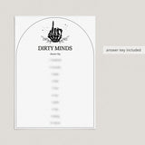 Printable Dirty Minds Game with Answer Key Bride or Die Party