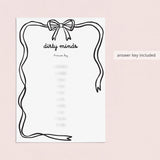 Dirty Mind Adult Party Game Printable Coquette Black Bow