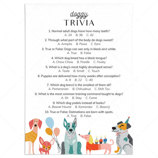 Dog Trivia Questions and Answers Printable by LittleSizzle