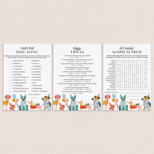 Printable Let's Pawty Dog Party Games by LittleSizzle