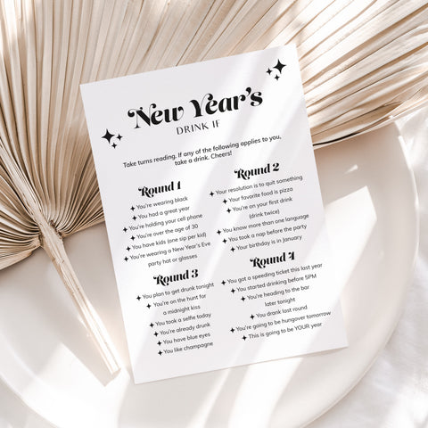 New Year's Party Drinking Game Printable | Drink If | Instant Download ...